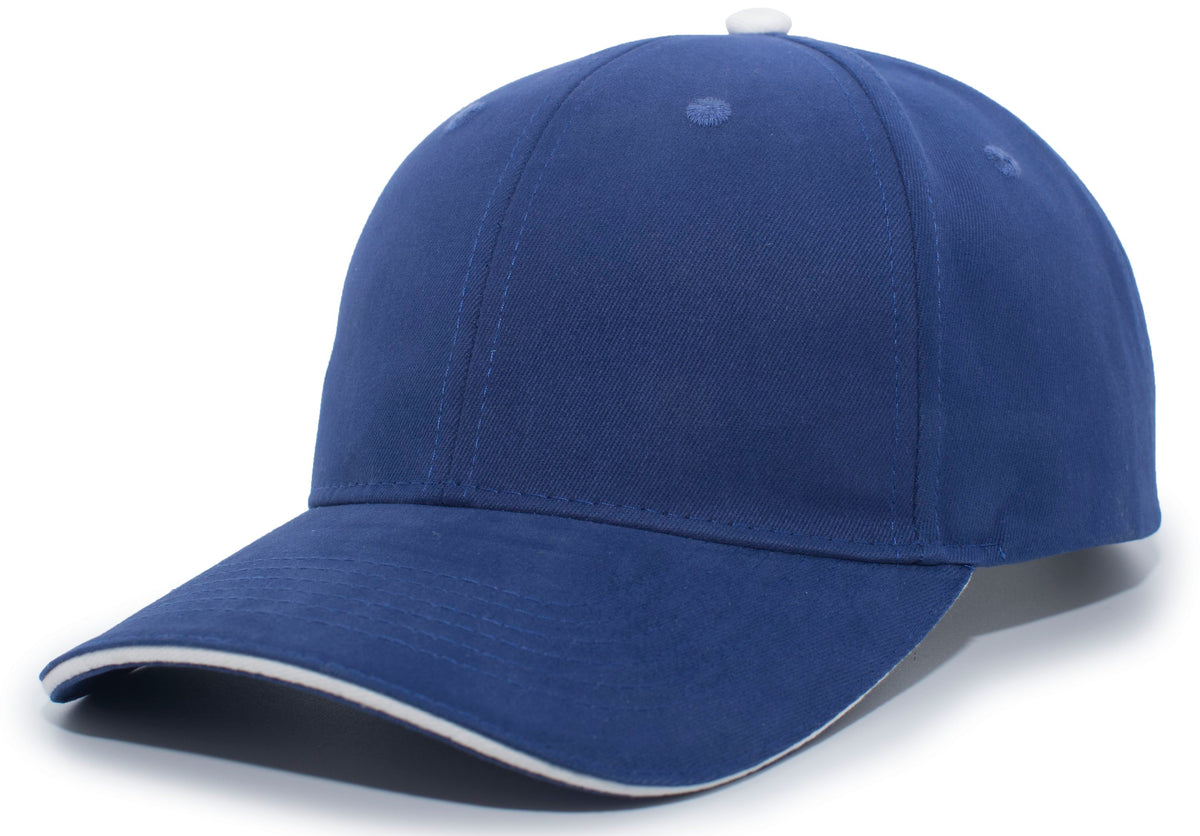 Brushed Twill Cap With Sandwich Bill - Royal/White
