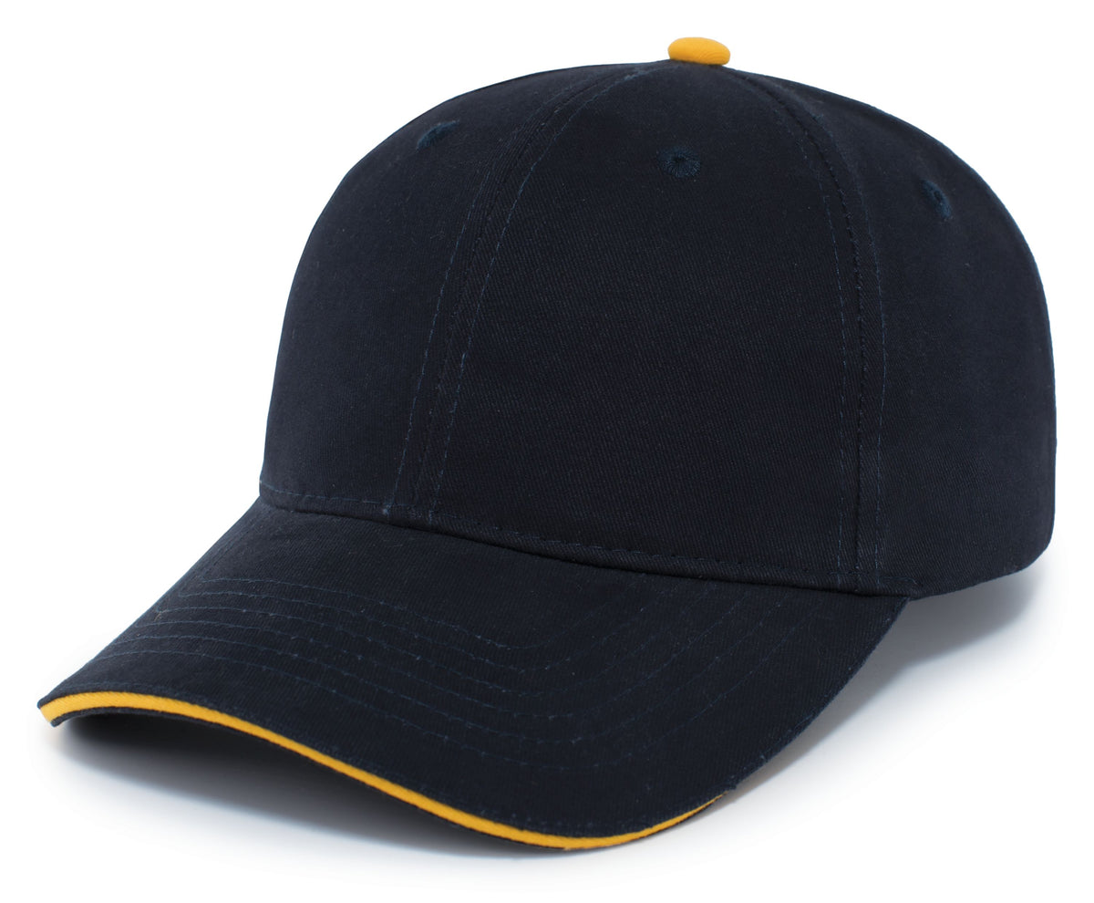 Brushed Twill Cap With Sandwich Bill - Navy/Gold