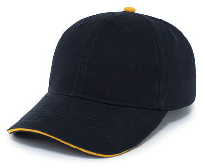 Brushed Twill Cap With Sandwich Bill - Navy/Gold