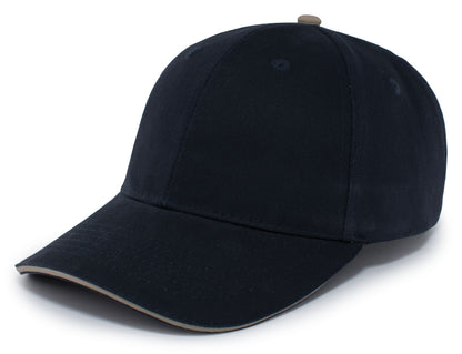 Brushed Twill Cap With Sandwich Bill - Navy/Khaki