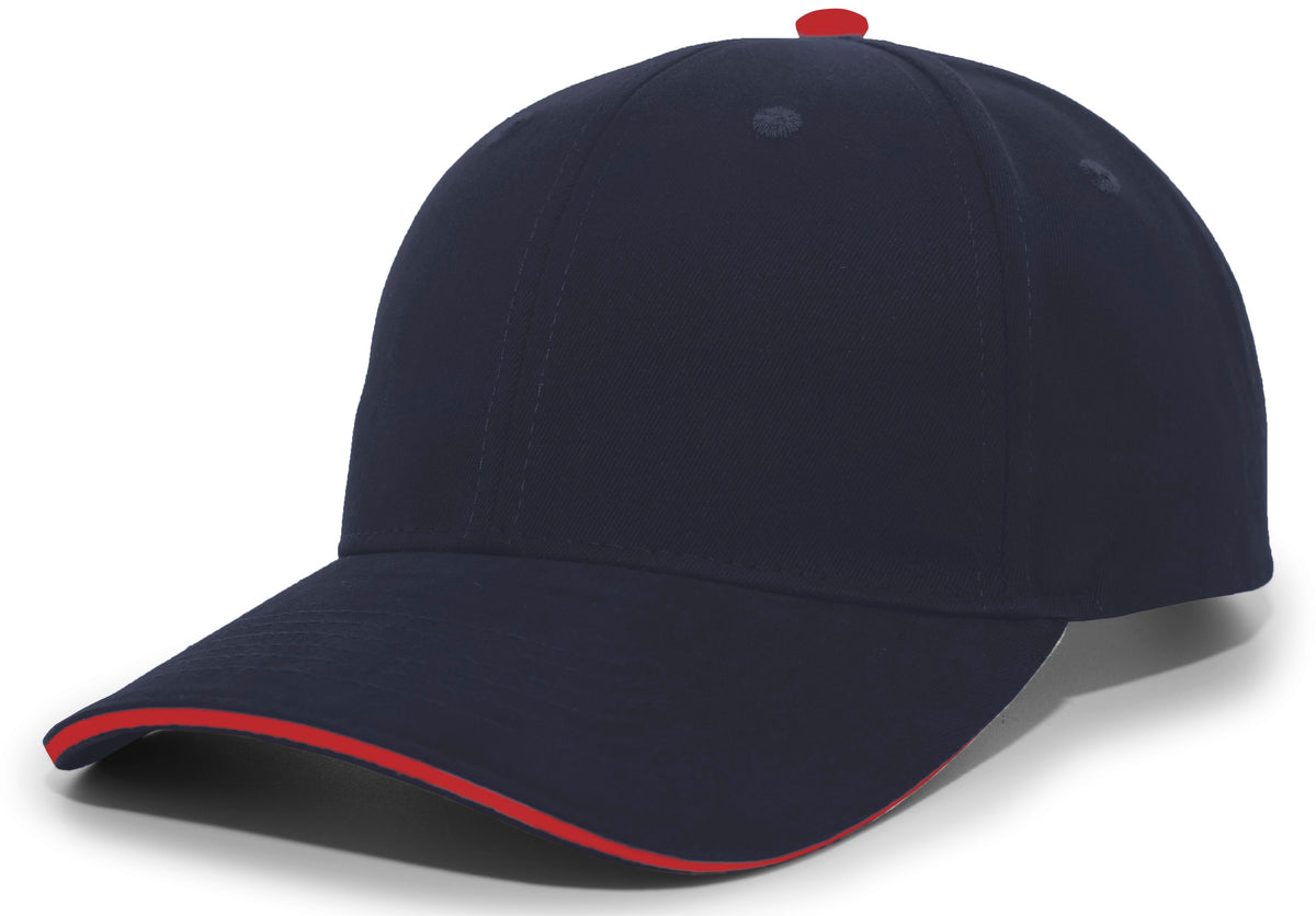 Brushed Twill Cap With Sandwich Bill - Navy/Red