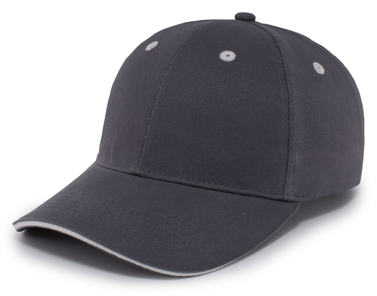Brushed Twill Cap With Sandwich Bill - Graphite/White