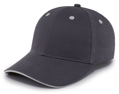 Brushed Twill Cap With Sandwich Bill - Graphite/White