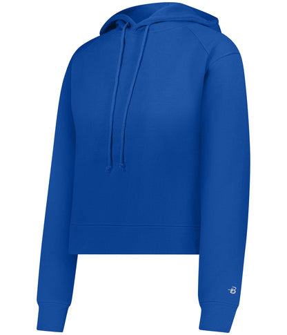 LADIES ATHLETIC FLEECE CROP HOODIE