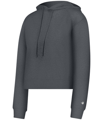 LADIES ATHLETIC FLEECE CROP HOODIE