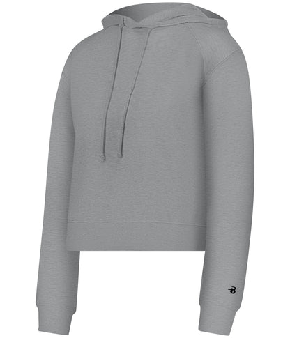 LADIES ATHLETIC FLEECE CROP HOODIE