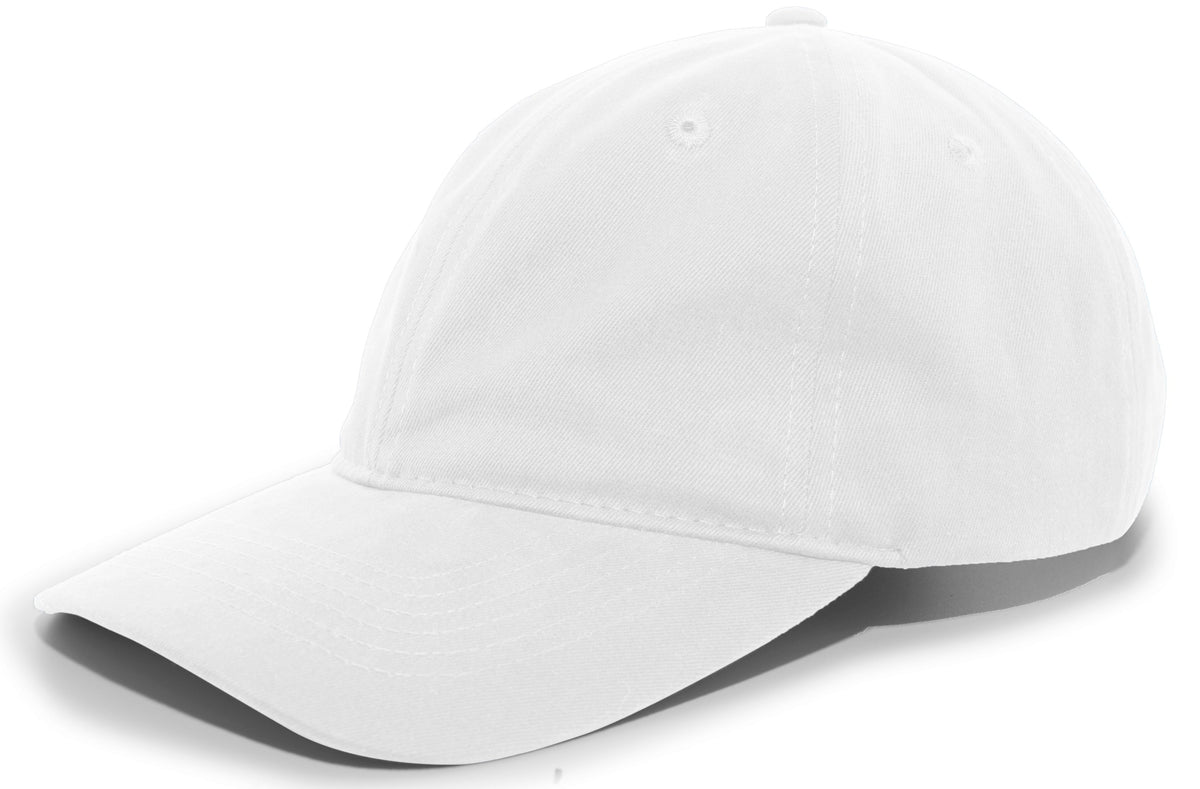 Brushed Cotton Twill Buckle Strap Adjustable Cap - White