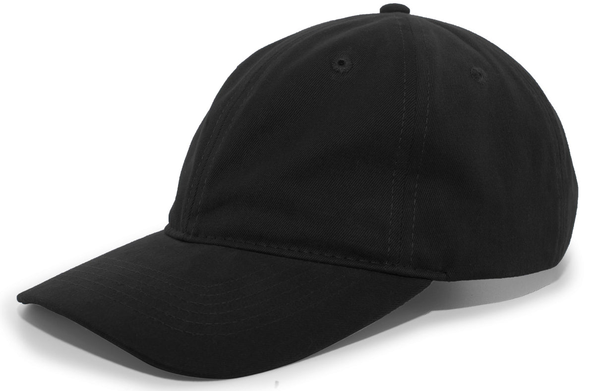 Brushed Cotton Twill Buckle Strap Adjustable Cap - Black