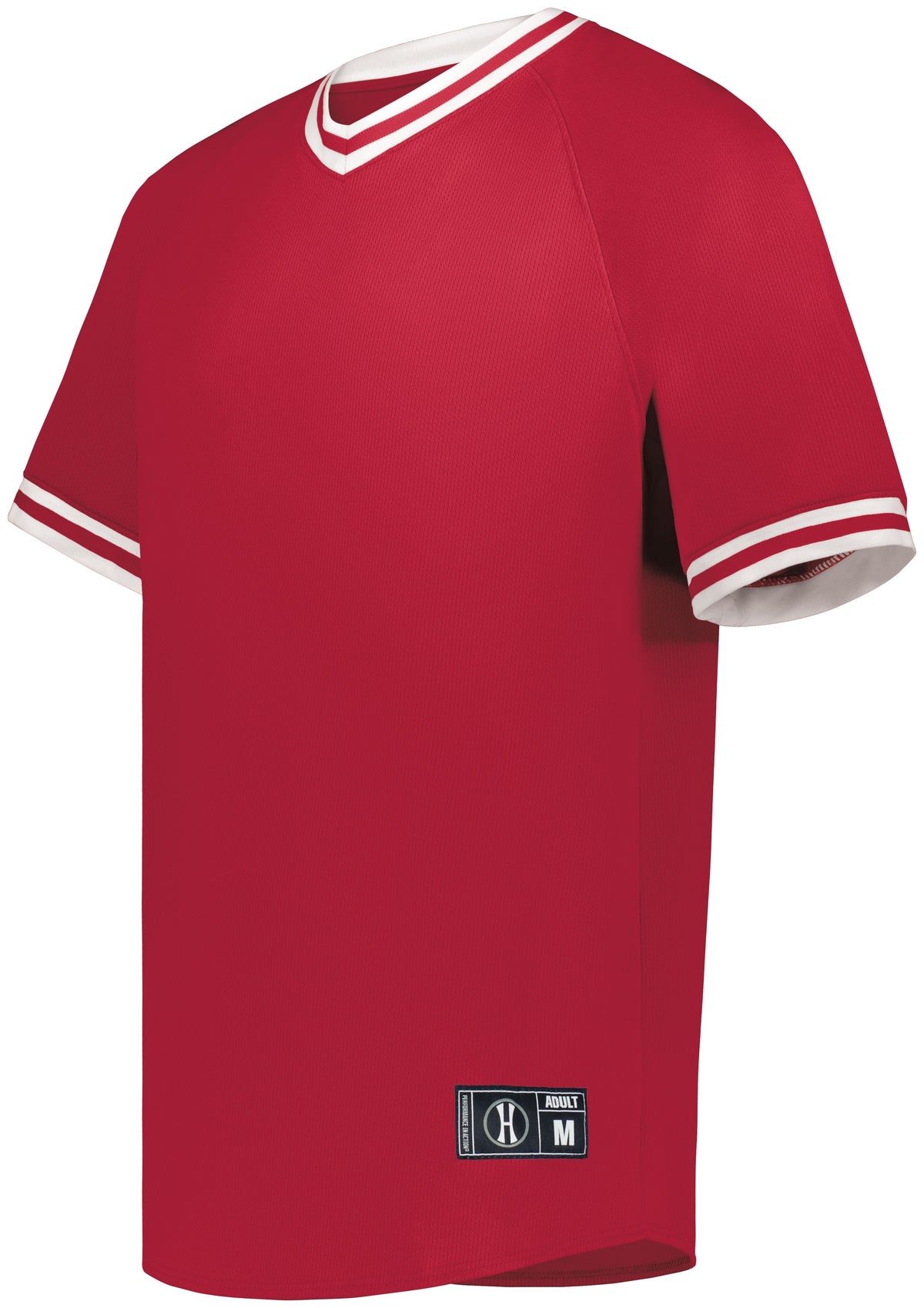 Youth Retro V-Neck Baseball Jersey - SCARLET/WHITE
