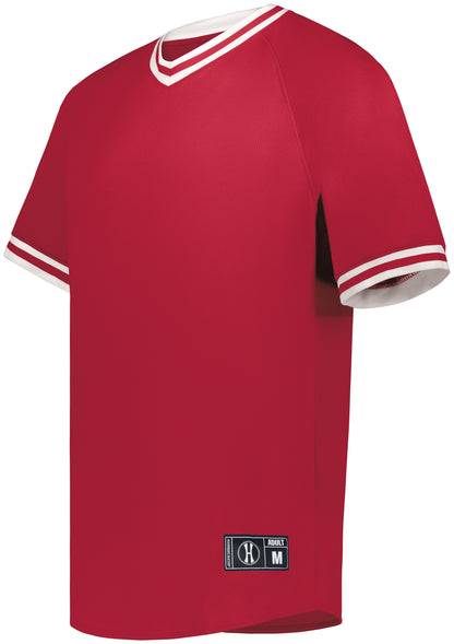Youth Retro V-Neck Baseball Jersey - SCARLET/WHITE