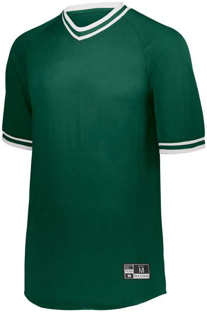 Youth Retro V-Neck Baseball Jersey - FOREST/WHITE