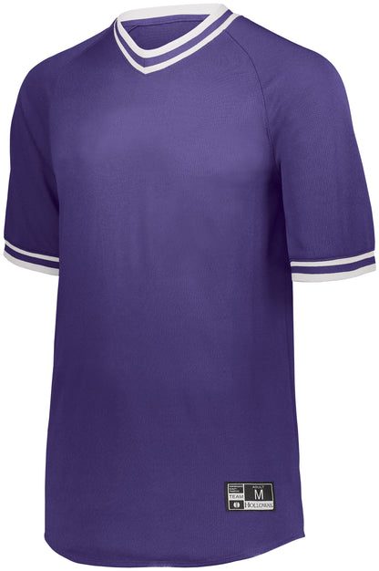 Youth Retro V-Neck Baseball Jersey - PURPLE/WHITE