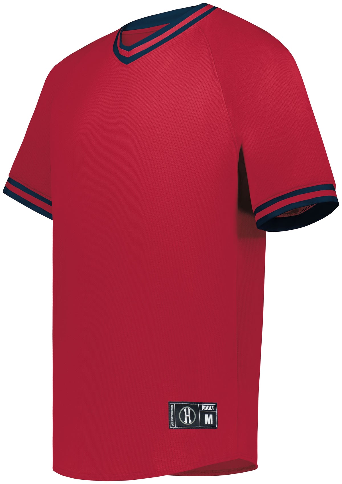 Youth Retro V-Neck Baseball Jersey - SCARLET/NAVY