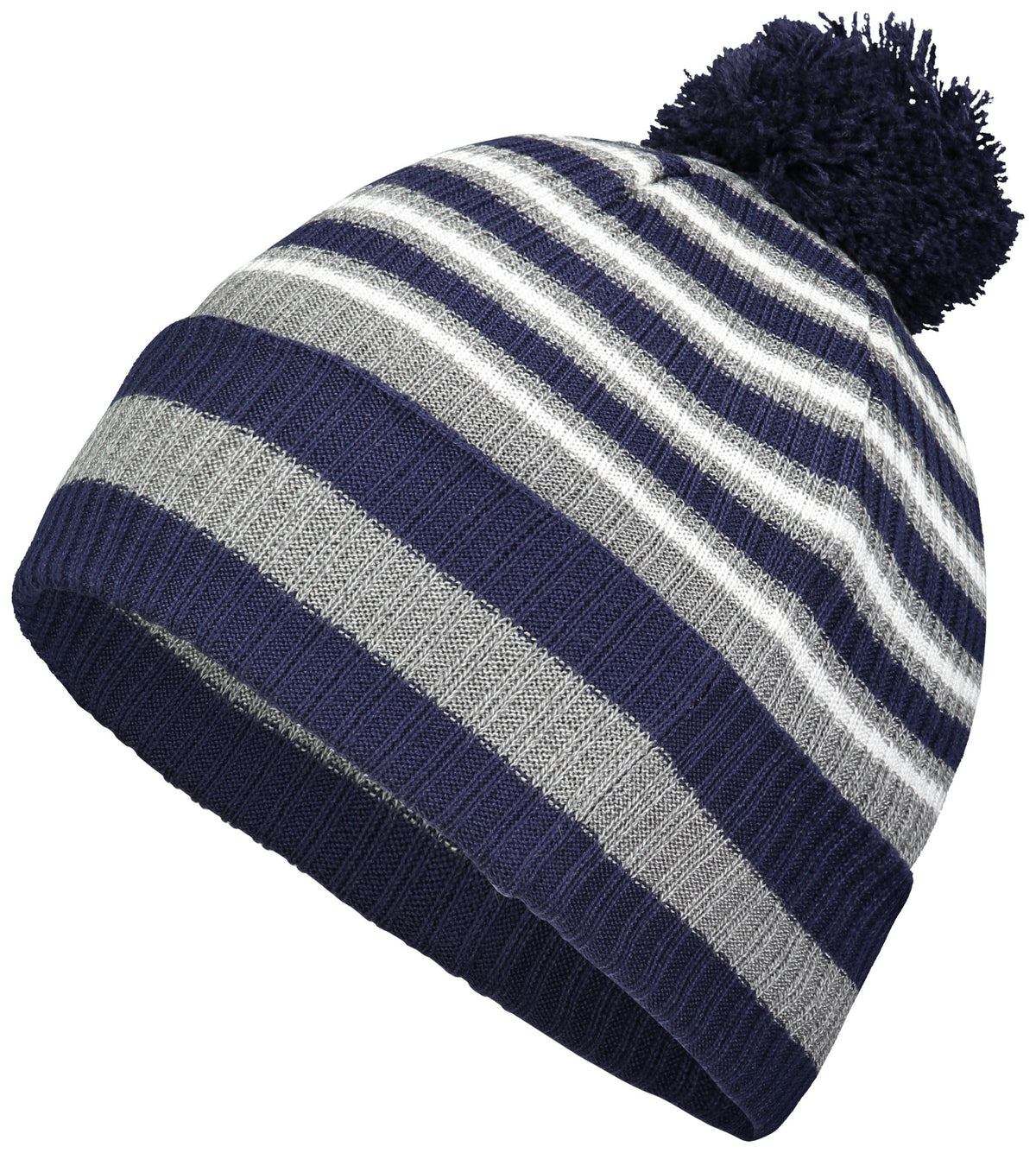 Spirit Pom Beanie - Navy/Heather Grey/White