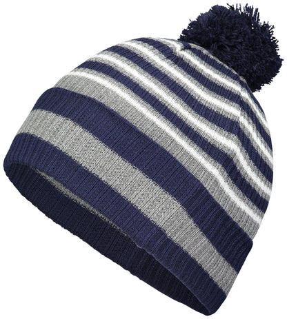 Spirit Pom Beanie - Navy/Heather Grey/White