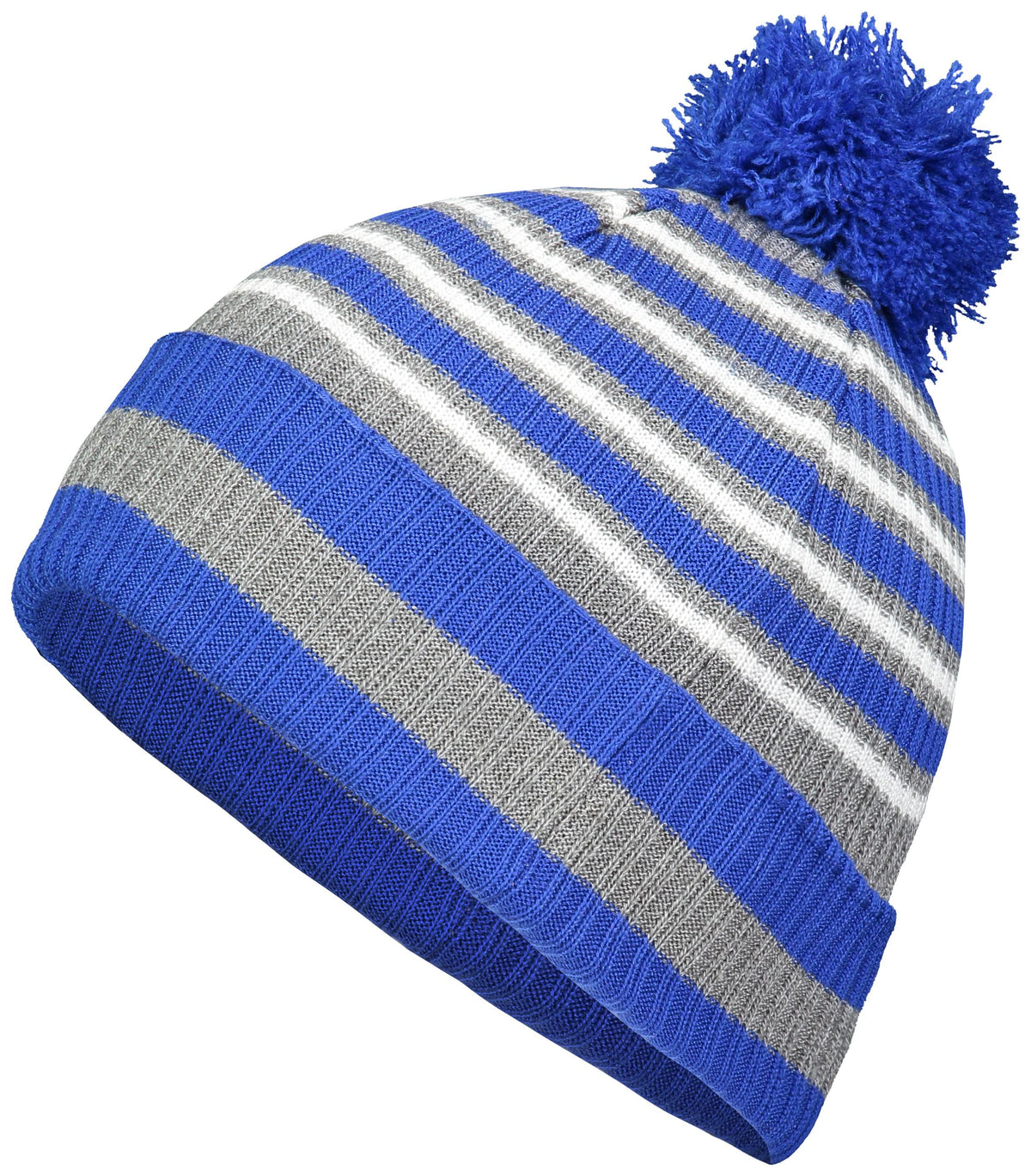 Spirit Pom Beanie - Royal/Heather Grey/White