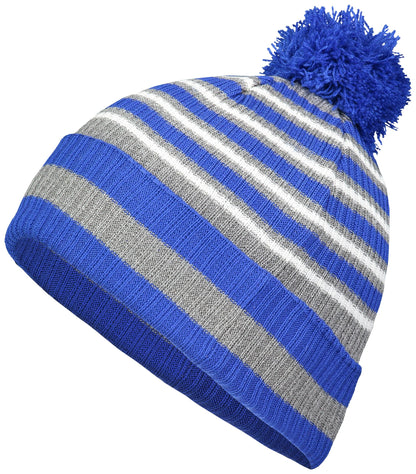 Spirit Pom Beanie - Royal/Heather Grey/White