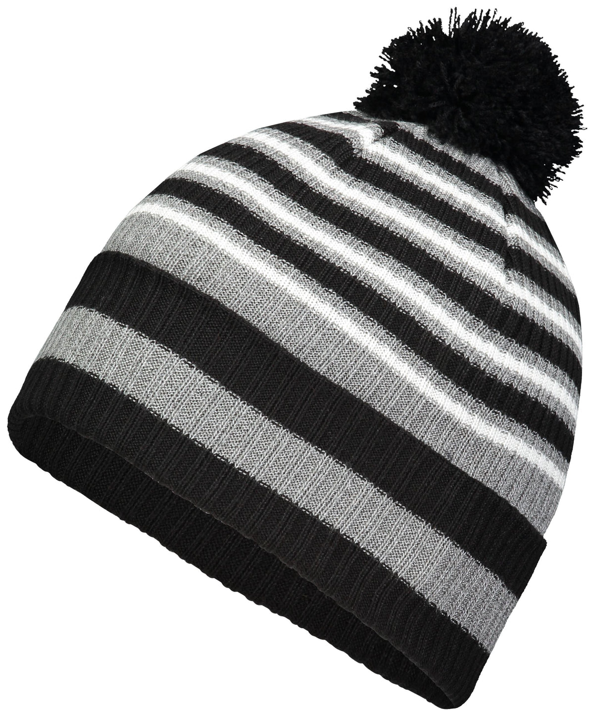 Spirit Pom Beanie - Black/Heather Grey/White