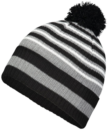 Spirit Pom Beanie - Black/Heather Grey/White