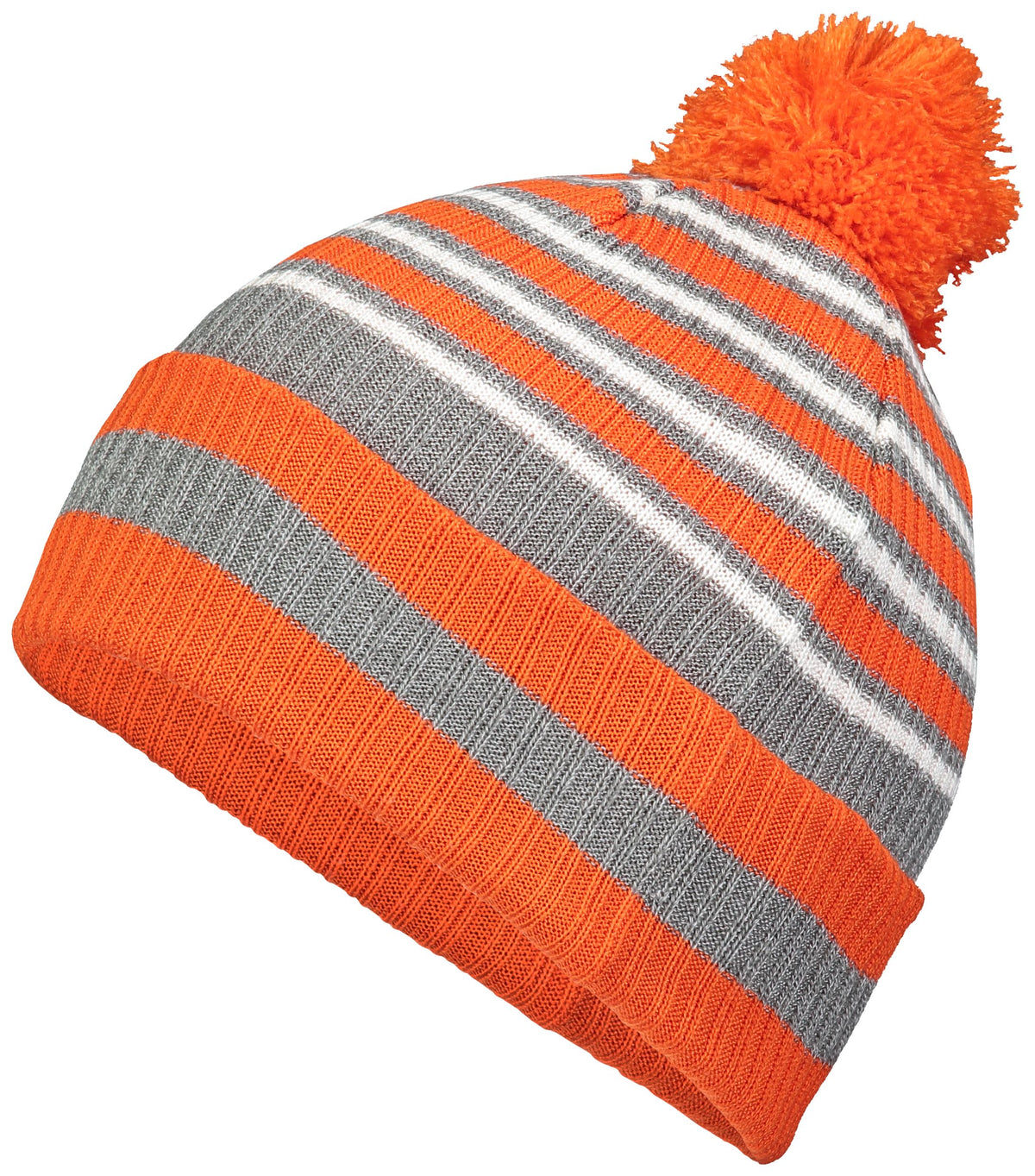 Spirit Pom Beanie - Orange/Heather Grey/White