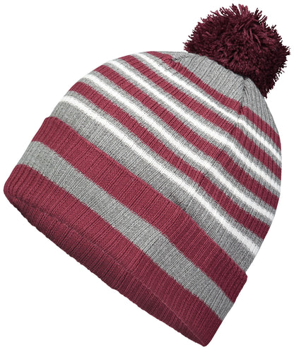 Spirit Pom Beanie - Maroon/Heather Grey/White