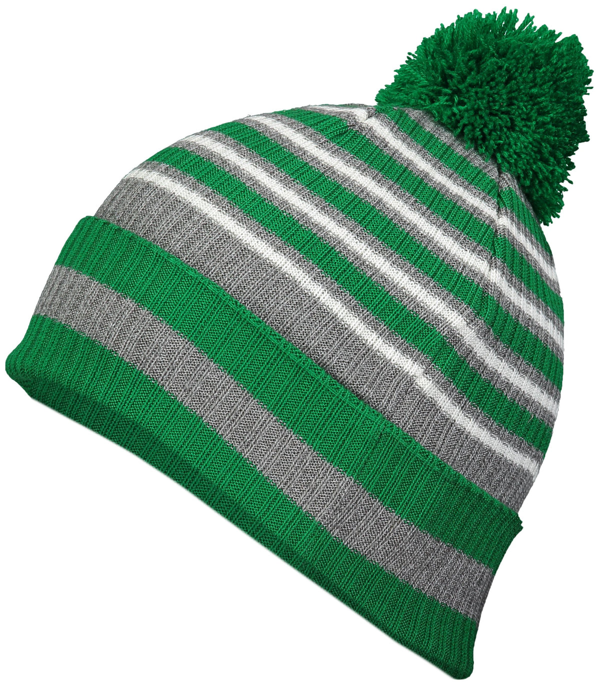 Spirit Pom Beanie - Kelly/Heather Grey/White