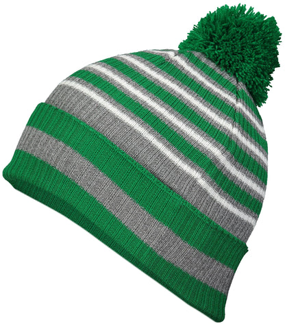 Spirit Pom Beanie - Kelly/Heather Grey/White