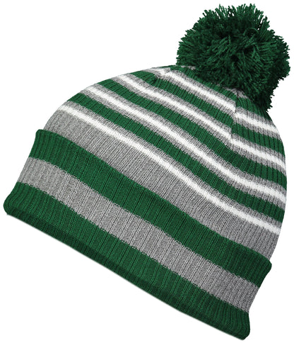 Spirit Pom Beanie - Dark Green/Heather Grey/White