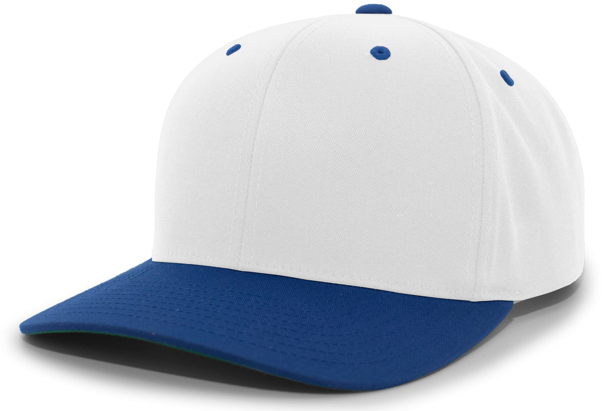 Cotton-Poly Hook-And-Loop Adjustable Cap - White/Royal