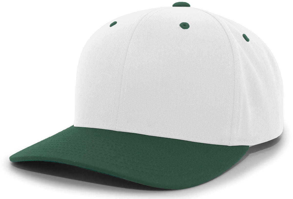 Cotton-Poly Hook-And-Loop Adjustable Cap - White/Dark Green