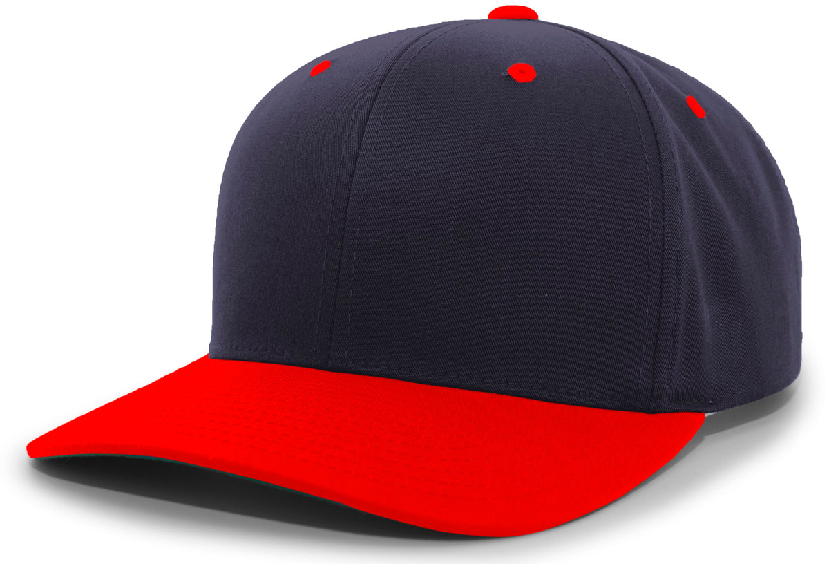Cotton-Poly Hook-And-Loop Adjustable Cap - Navy/Red
