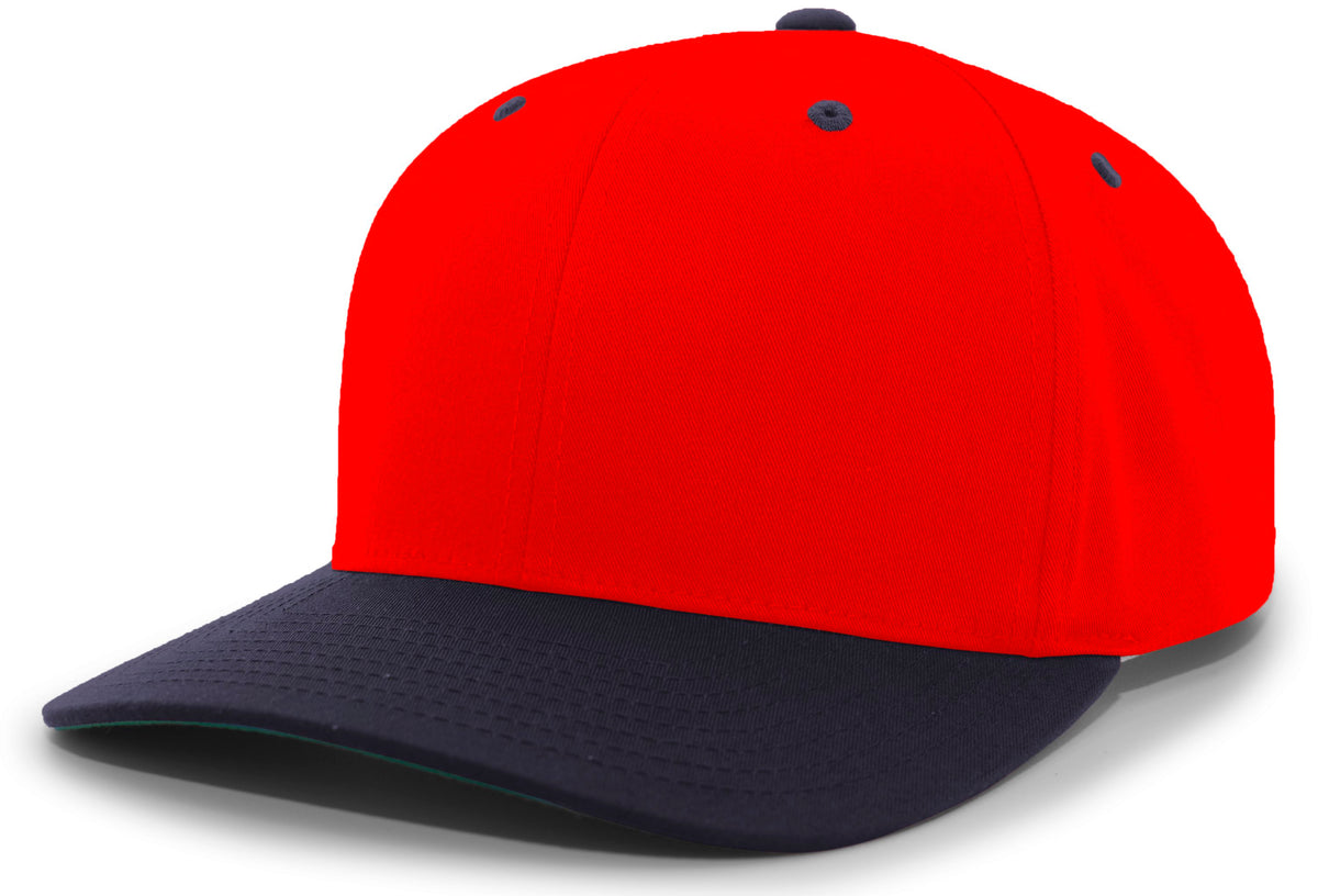 Cotton-Poly Hook-And-Loop Adjustable Cap - Red/Navy