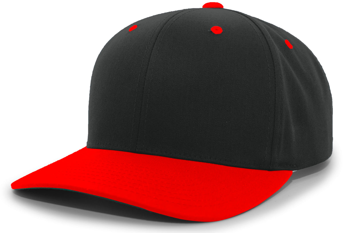 Cotton-Poly Hook-And-Loop Adjustable Cap - Black/Red