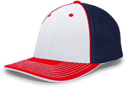 Trucker PacFlex Cap - White/Navy/Red