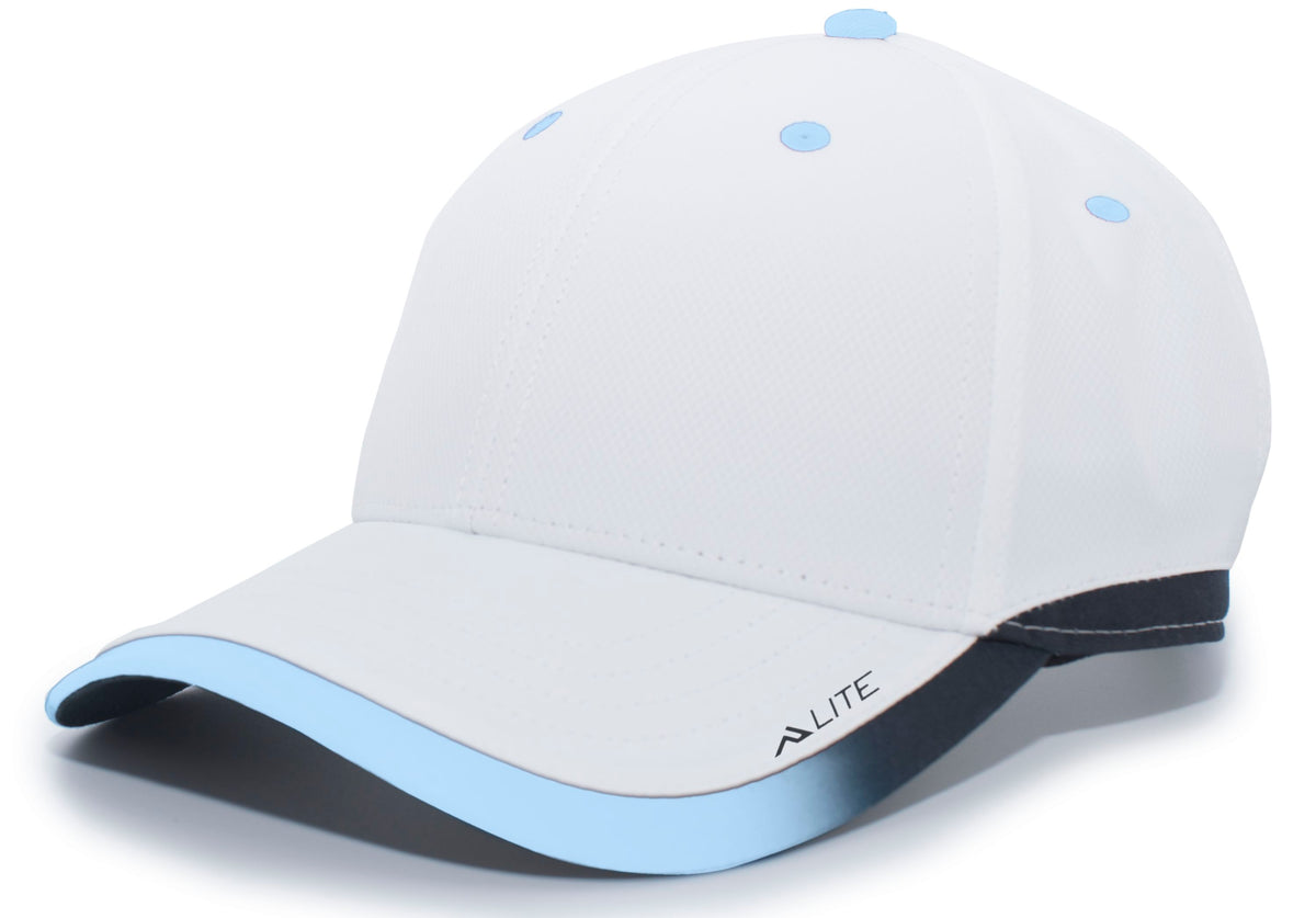 Lite Series Hook-And-Loop Adjustable Cap - White/Columbia Blue