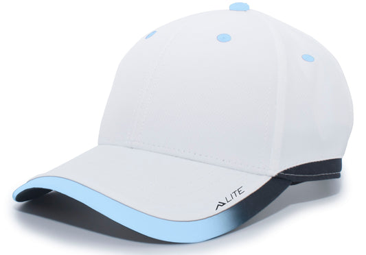 Lite Series Hook-And-Loop Adjustable Cap - White/Columbia Blue