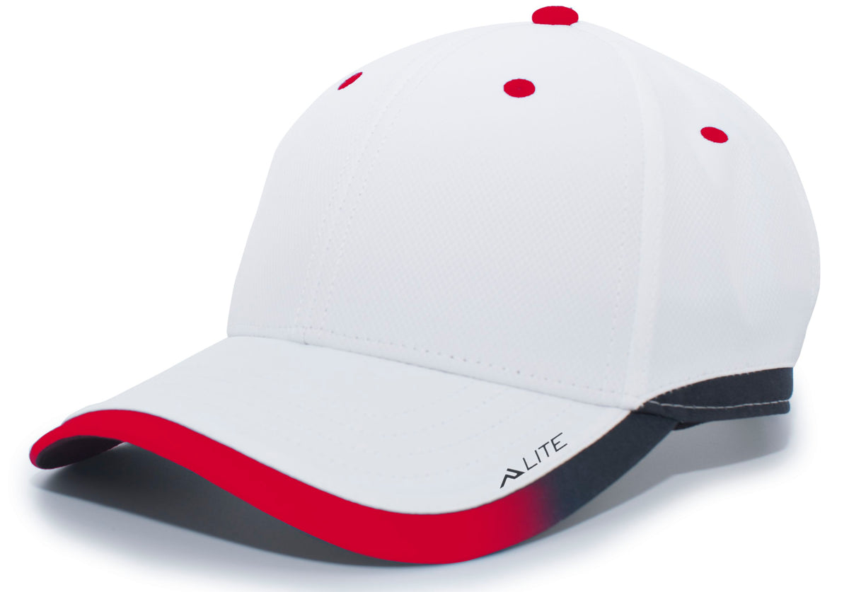 Lite Series Hook-And-Loop Adjustable Cap - White/Red