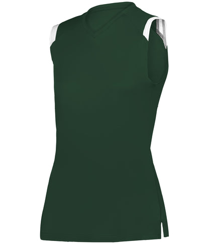 GIRLS ON THE RISE SLEEVELESS SOFTBALL JERSEY - FOREST/WHITE (BA)