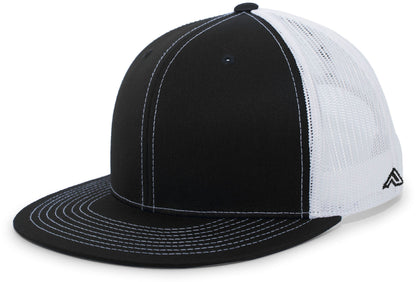 D-Series Trucker Snapback Cap - Black/White/Black