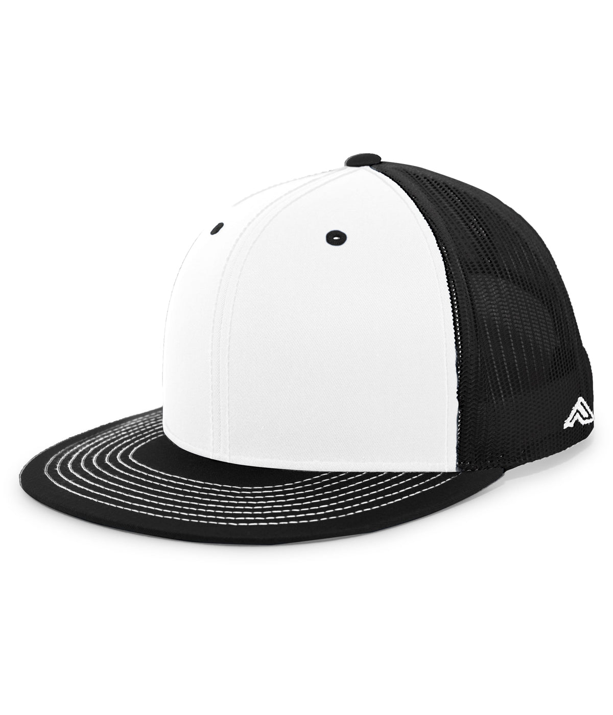 D-Series Trucker Snapback Cap - White/Black/Black