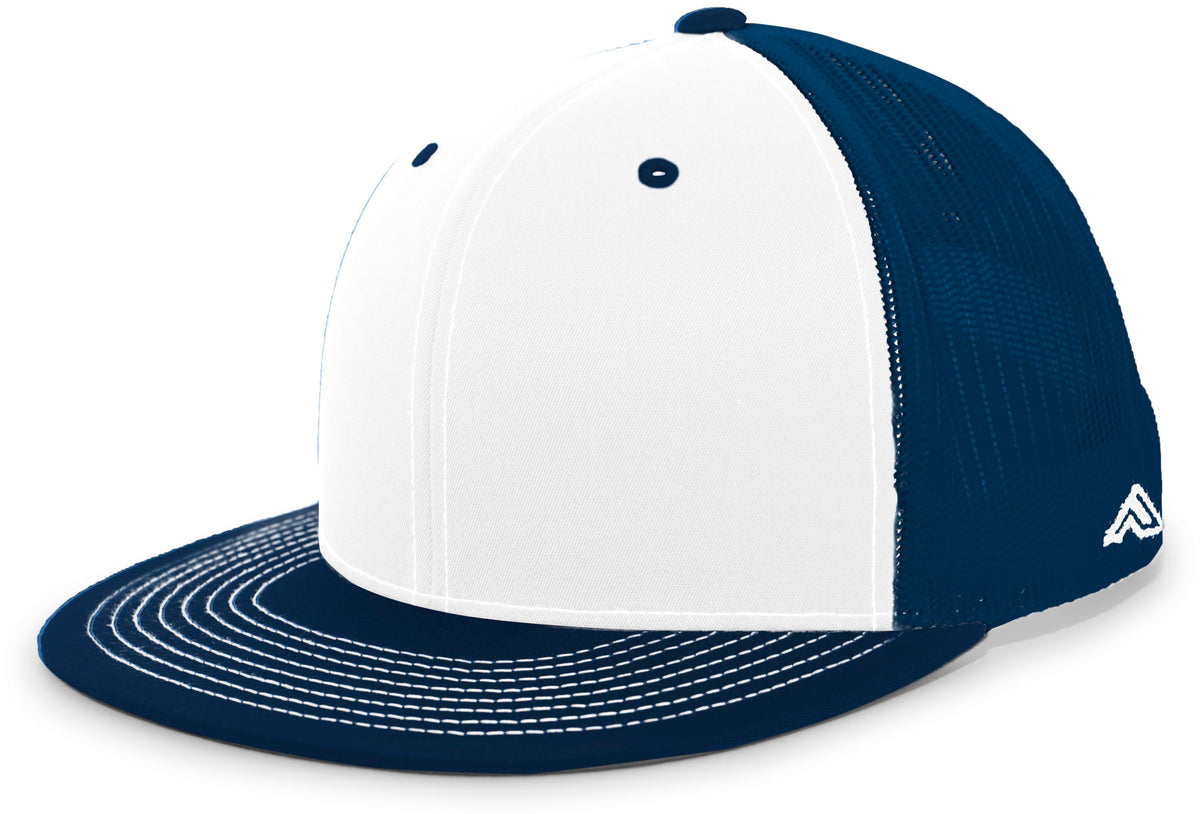 D-Series Trucker Snapback Cap - White/Navy/Navy