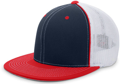 D-Series Trucker PacFlex Cap - Navy/White/Red