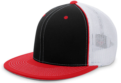 D-Series Trucker PacFlex Cap - Black/White/Red