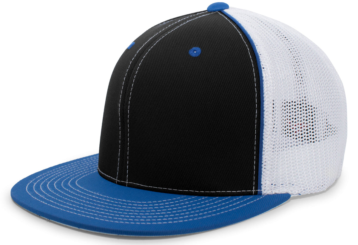 D-Series Trucker PacFlex Cap - Black/White/Royal