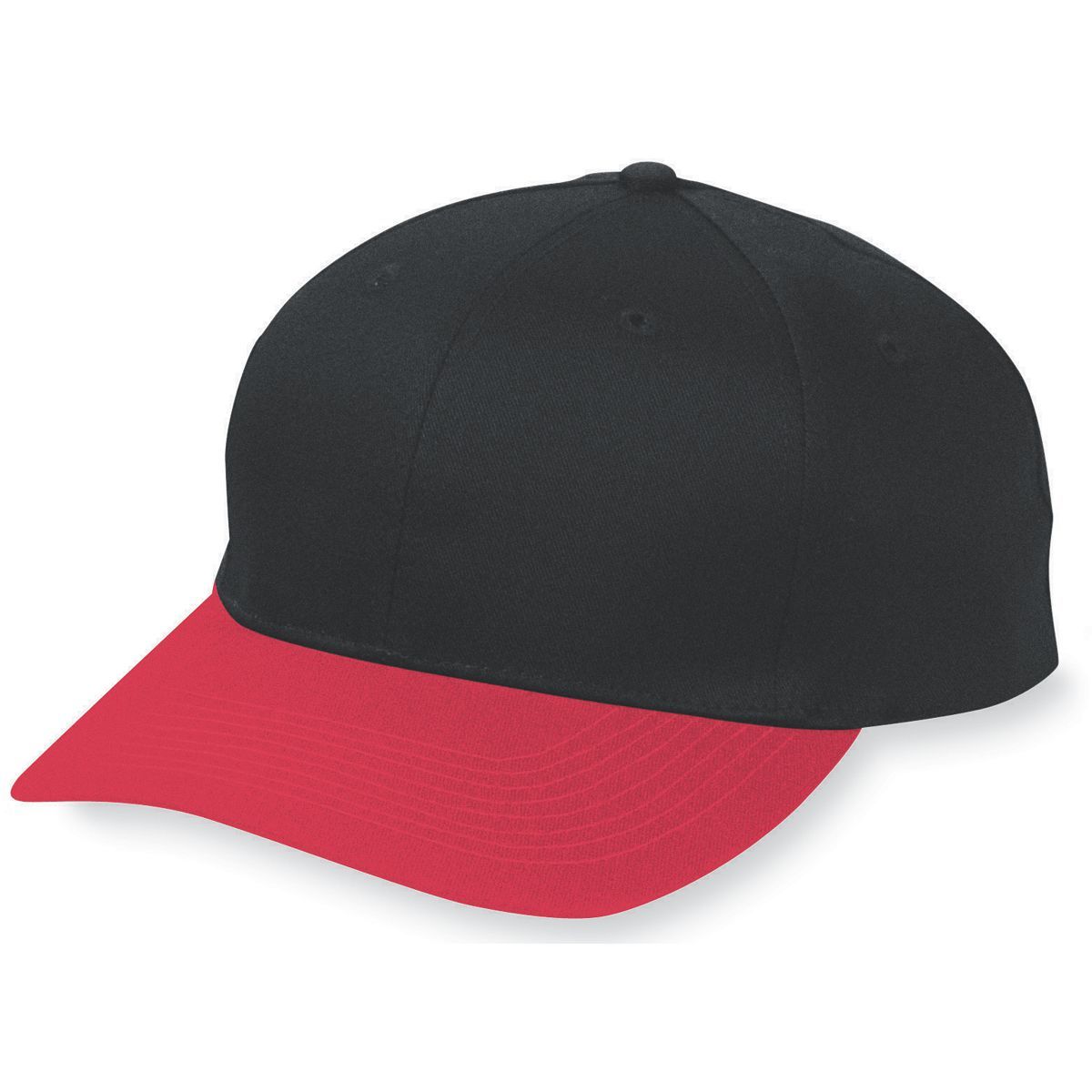 Youth Six-Panel Cotton Twill Low-Profile Cap - Black/Red