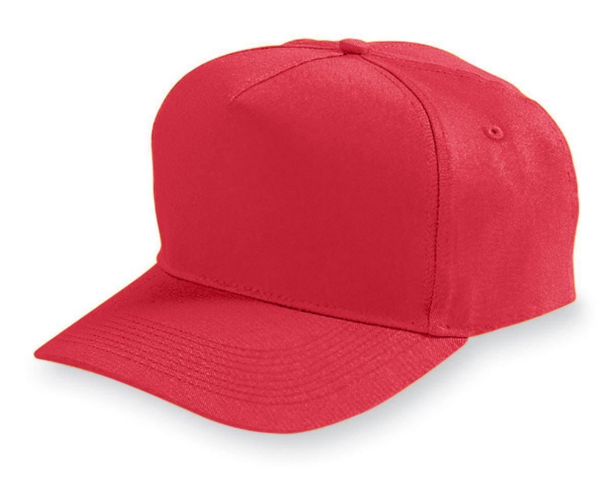 Youth Five-Panel Cotton Twill Cap - Red
