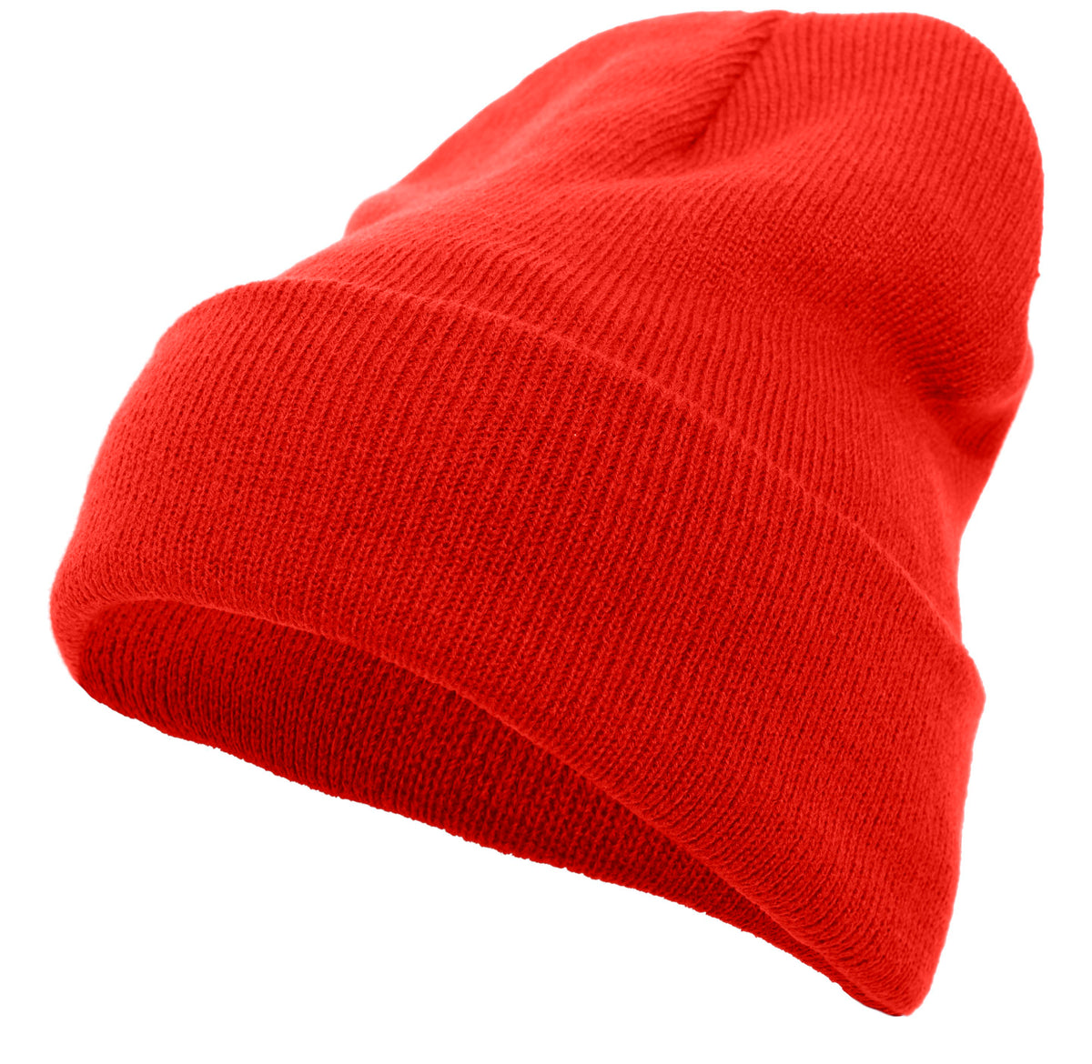 Knit Fold Over Beanie - Red