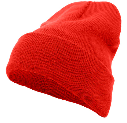 Knit Fold Over Beanie - Red
