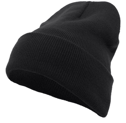 Knit Fold Over Beanie - Black