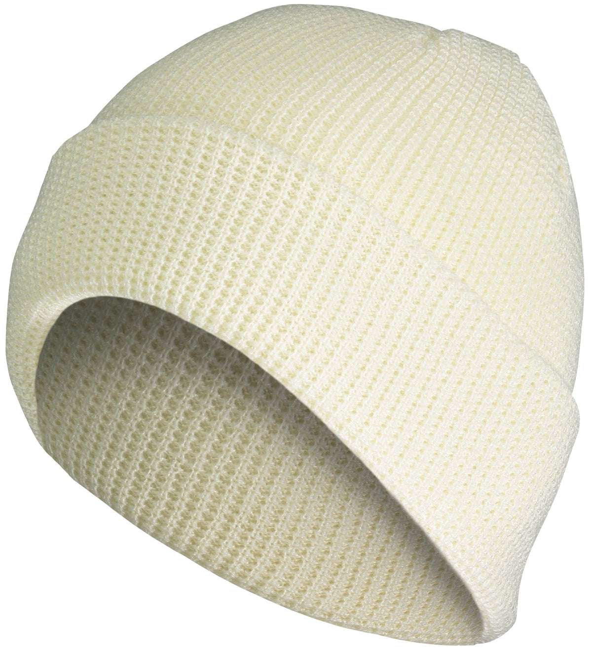 Waffle Knit Cuff Beanie - Cream